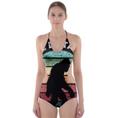 Monster Yeti Social Distance Monkey Cut-out One Piece Swimsuit by Cendanart