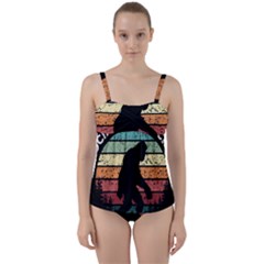 Monster Yeti Social Distance Monkey Twist Front Tankini Set by Cendanart