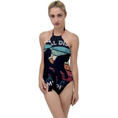 Monster Yeti Social Distance Monkey Go With The Flow One Piece Swimsuit by Cendanart