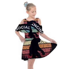 Monster Yeti Social Distance Monkey Kids  Shoulder Cutout Chiffon Dress by Cendanart