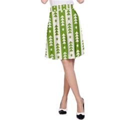 Christmas Green Tree Background A-line Skirt