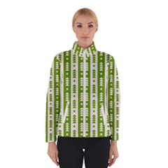 Christmas Green Tree Background Women s Bomber Jacket by Cendanart