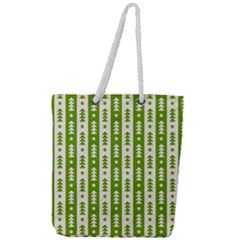 Christmas Green Tree Background Full Print Rope Handle Tote (large) by Cendanart