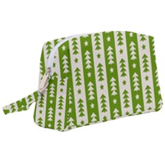 Christmas Green Tree Background Wristlet Pouch Bag (large) by Cendanart