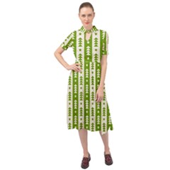 Christmas Green Tree Background Keyhole Neckline Chiffon Dress by Cendanart