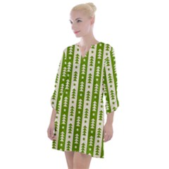 Christmas Green Tree Background Open Neck Shift Dress by Cendanart