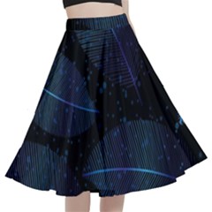 Leaves Nature A-line Full Circle Midi Skirt With Pocket by Cendanart