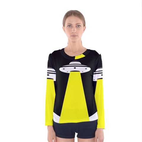 Ufo Flying Saucer Extraterrestrial Women s Long Sleeve T-shirt by Cendanart