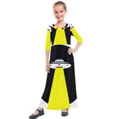 Ufo Flying Saucer Extraterrestrial Kids  Quarter Sleeve Maxi Dress by Cendanart