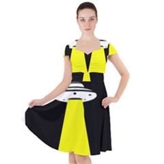 Ufo Flying Saucer Extraterrestrial Cap Sleeve Midi Dress by Cendanart