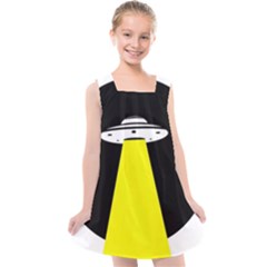 Ufo Flying Saucer Extraterrestrial Kids  Cross Back Dress by Cendanart