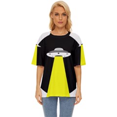 Ufo Flying Saucer Extraterrestrial Oversized Basic T-shirt by Cendanart