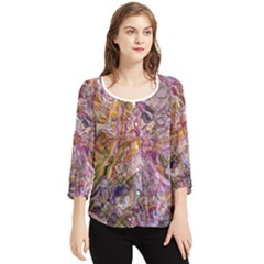 Abstract Flow Vi Chiffon Quarter Sleeve Blouse by kaleidomarblingart