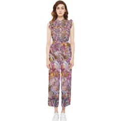 Abstract Flow Vi Women s Frill Top Chiffon Jumpsuit by kaleidomarblingart