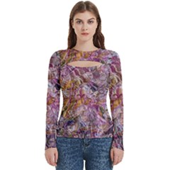 Abstract Flow Vi Women s Cut Out Long Sleeve T-shirt by kaleidomarblingart