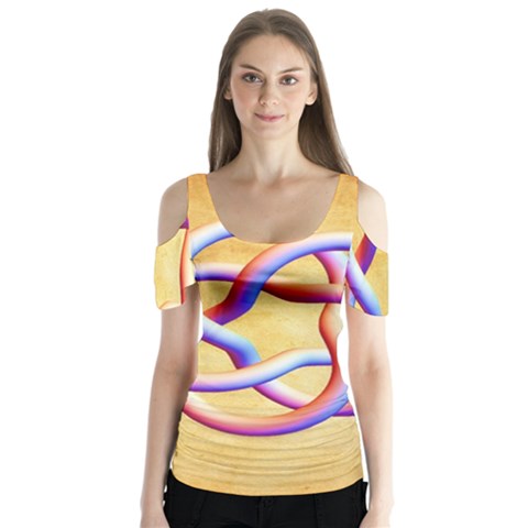 Math Prototype Butterfly Sleeve Cutout T-shirt  by Ndesign