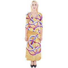 Math Prototype Quarter Sleeve Wrap Maxi Dress by Ndesign