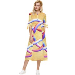 Math Prototype Bow Sleeve Chiffon Midi Dress by Ndesign