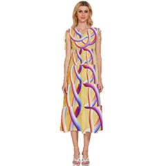 Math Prototype V-neck Drawstring Shoulder Sleeveless Maxi Dress by Ndesign