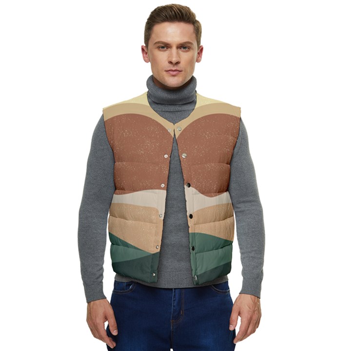 Sunrise Sunset Desert Wall Art Men s Button Up Puffer Vest	