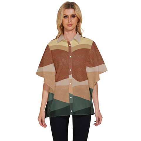 Sunrise Sunset Desert Wall Art Women s Batwing Button Up Shirt by Bedest