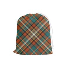 Tartan Scotland Seamless Plaid Pattern Vector Retro Background Fabric Vintage Check Color Square Geo Drawstring Pouch (large) by Ket1n9