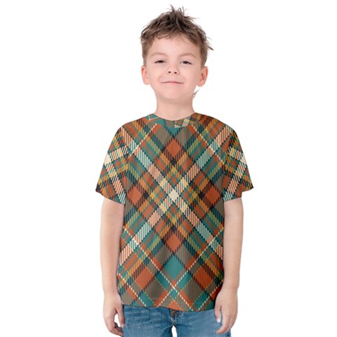 Tartan Scotland Seamless Plaid Pattern Vector Retro Background Fabric Vintage Check Color Square Geo Kids  Cotton T-shirt by Ket1n9