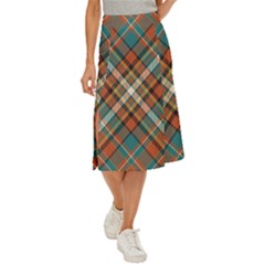 Tartan Scotland Seamless Plaid Pattern Vector Retro Background Fabric Vintage Check Color Square Geo Midi Panel Skirt by Ket1n9