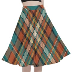 Tartan Scotland Seamless Plaid Pattern Vector Retro Background Fabric Vintage Check Color Square Geo A-line Full Circle Midi Skirt With Pocket by Ket1n9