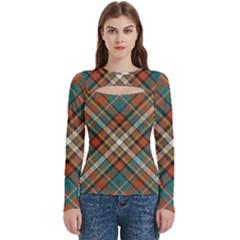 Tartan Scotland Seamless Plaid Pattern Vector Retro Background Fabric Vintage Check Color Square Geo Women s Cut Out Long Sleeve T-shirt by Ket1n9