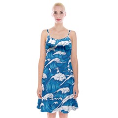 Seamless Pattern With Colorful Bush Roses Spaghetti Strap Velvet Dress