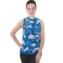 Seamless Pattern With Colorful Bush Roses Mock Neck Chiffon Sleeveless Top View1