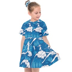 Seamless Pattern With Colorful Bush Roses Kids  Sailor Dress by Ket1n9