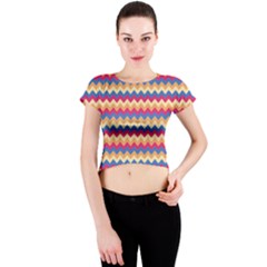 Zigzag Pattern Seamless Zig Zag Background Color Crew Neck Crop Top by Ket1n9