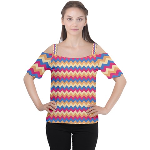 Zigzag Pattern Seamless Zig Zag Background Color Cutout Shoulder T-shirt by Ket1n9