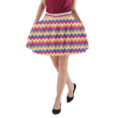 Zigzag Pattern Seamless Zig Zag Background Color A-line Pocket Skirt by Ket1n9