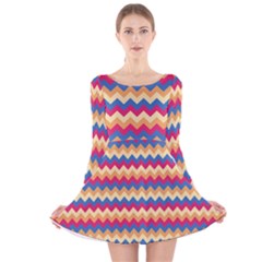 Zigzag Pattern Seamless Zig Zag Background Color Long Sleeve Velvet Skater Dress by Ket1n9