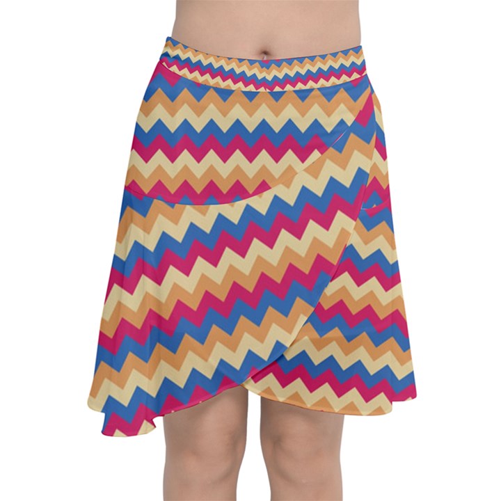 Zigzag Pattern Seamless Zig Zag Background Color Chiffon Wrap Front Skirt