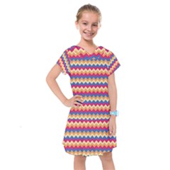 Zigzag Pattern Seamless Zig Zag Background Color Kids  Drop Waist Dress by Ket1n9