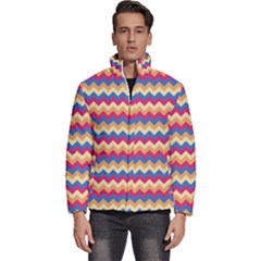 Zigzag Pattern Seamless Zig Zag Background Color Men s Puffer Bubble Jacket Coat by Ket1n9