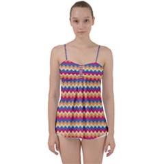 Zigzag Pattern Seamless Zig Zag Background Color Babydoll Tankini Top by Ket1n9