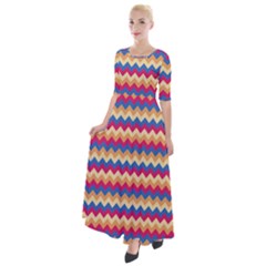 Zigzag Pattern Seamless Zig Zag Background Color Half Sleeves Maxi Dress by Ket1n9