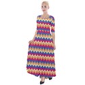 Zigzag Pattern Seamless Zig Zag Background Color Half Sleeves Maxi Dress View1