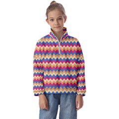 Zigzag Pattern Seamless Zig Zag Background Color Kids  Half Zip Hoodie