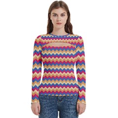 Zigzag Pattern Seamless Zig Zag Background Color Women s Cut Out Long Sleeve T-shirt by Ket1n9