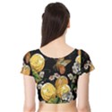 Embroidery Blossoming Lemons Butterfly Seamless Pattern Short Sleeve Crop Top View2