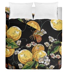 Embroidery Blossoming Lemons Butterfly Seamless Pattern Duvet Cover Double Side (queen Size) by Ket1n9