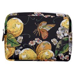 Embroidery Blossoming Lemons Butterfly Seamless Pattern Make Up Pouch (medium) by Ket1n9