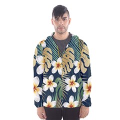 Seamless Pattern With Tropical Strelitzia Flowers Leaves Exotic Background Men s Hooded Windbreaker by Ket1n9