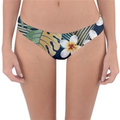 Seamless Pattern With Tropical Strelitzia Flowers Leaves Exotic Background Reversible Hipster Bikini Bottoms by Ket1n9